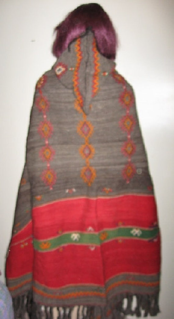 MINT Condition Hand Woven Moroccan Berber All WOOL Huge CAPE