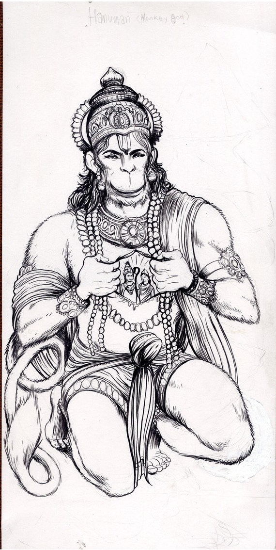  Hanuman drawing with free book