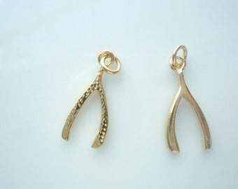 Gold Vermeil wishbone charms, gold plated sterling silver (18x18mm)