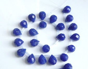 8PCS Blue jade faceted , teardrop, briolette beads (11x8mm),