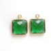 2 pcs Vermeil ,square pendant with faceted Green Quartz cabochon,