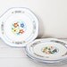 Vintage Tea Cake Plates Hexagon Serving Side Floral Square English Bone China 5 Tea Party blue yellow red primary green