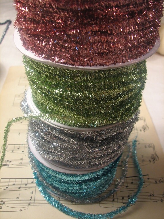 Vintage Inspired Metalic Wired Tinsel Garland by FourthWishVintage