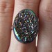 Sparkly Titanium Druzy Drusy Agate Ring - Candy Colored Druzy - Silver Band