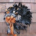 Sassy Black and Orange Halloween Feather Wreath