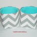 Small Fabric Baskets- Organizer Bins- Storage Bins- Gray and White Chevron