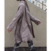 Free Style Pleated Linen Long Jacekt/ Cape/ Light Brown/ Charcoal gray