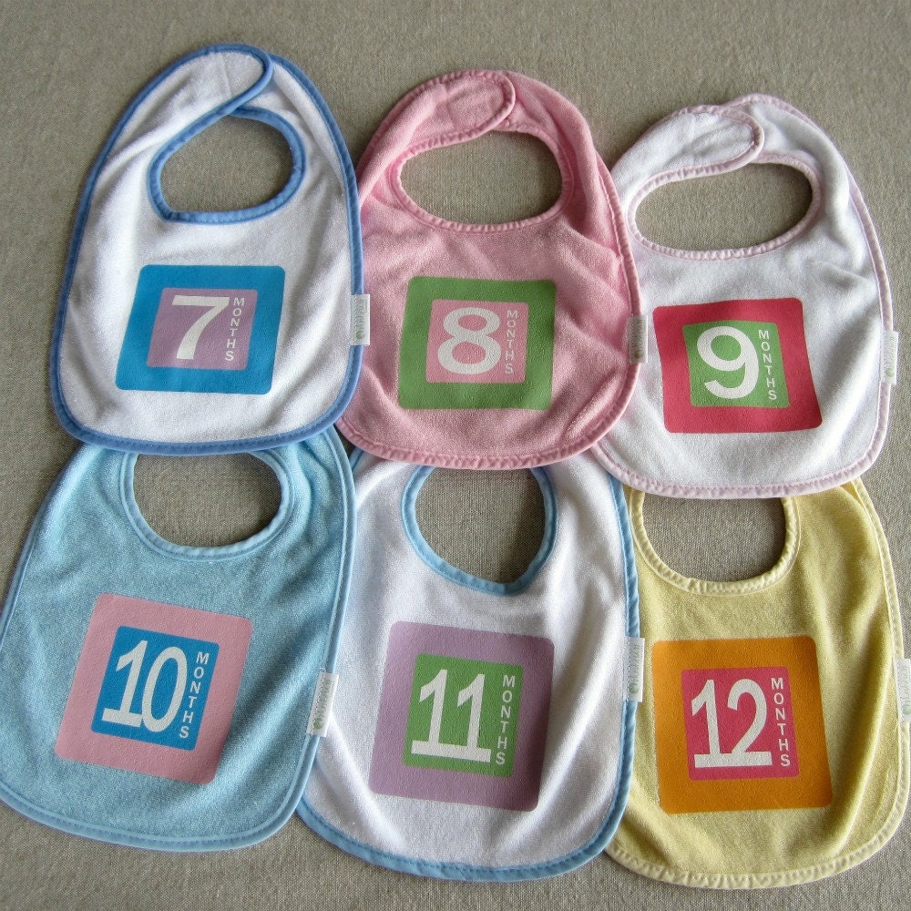 birthday bibs set of 12 monthly baby bibs