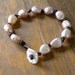 Champagne Freshwater Pearl and Leather Bracelet with Keshi Pearl Button Closure -- Beach 2012 Collection