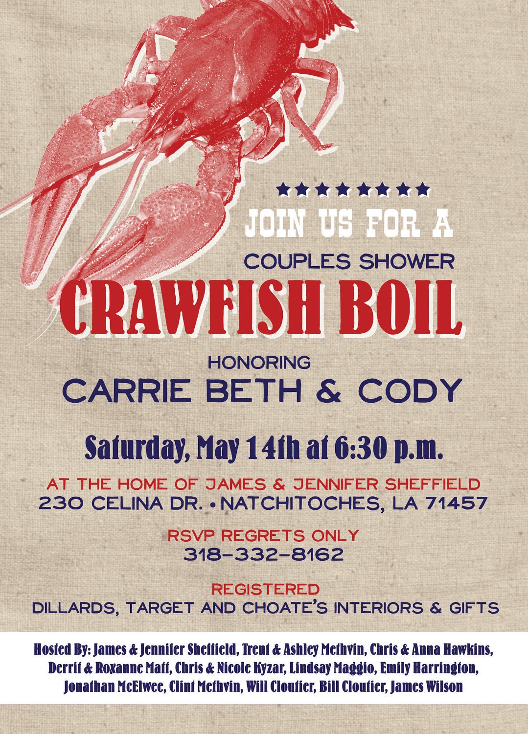 Crawfish Boli Invitations 5