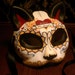 Mi Amor Gato Kitty Day of the Dead Cat Mask - Dia De los Muertos - Tattoo Flash Rose and Heart Scroll My Love