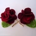 RESERVED for drvinitarathod -Felt hair clips - Crimson red ruffle flowers TREASURY ITEM