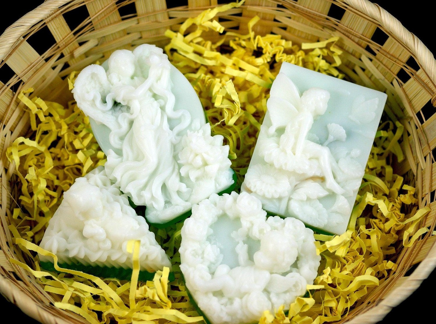 natural handmade soap 4 bars Aloe and Olive, Goat milk and Shea Butter with Fir Needle oil, natural flowers