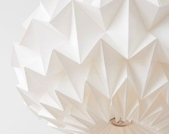 Signature white paper origami lampshade - size XL - hanging