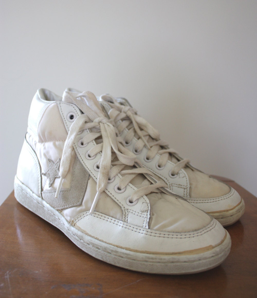 Vintage 70s Converse All Star White Leather Suede Nylon