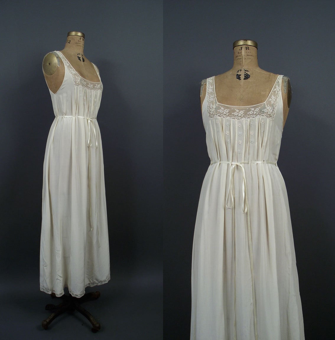 cream two piece night gown