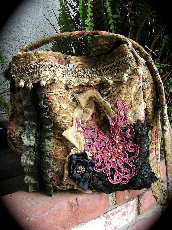 Crossover Bohemian Bag handmade earth tones thick fabric