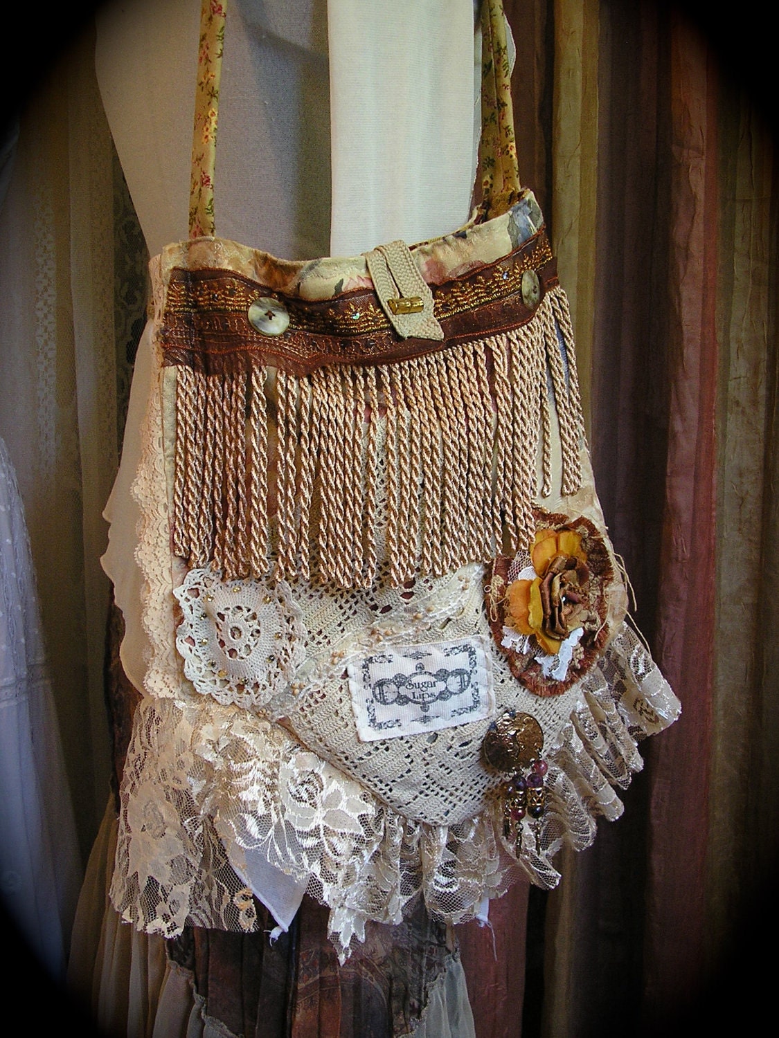 Fringed Gypsy Bag handmade eco friendly embellished