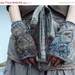 Lightning Strike SALE Storm Warmers, hand knitted fingerless cable gloves, brown and blue wool-mix yarn