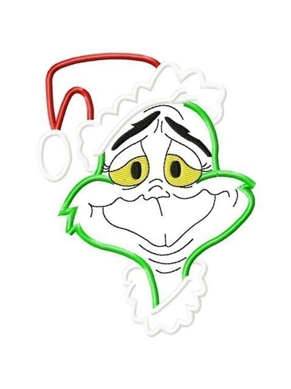Items similar to Grinch Head Digitized Applique Embroidery Design 4x4 ...