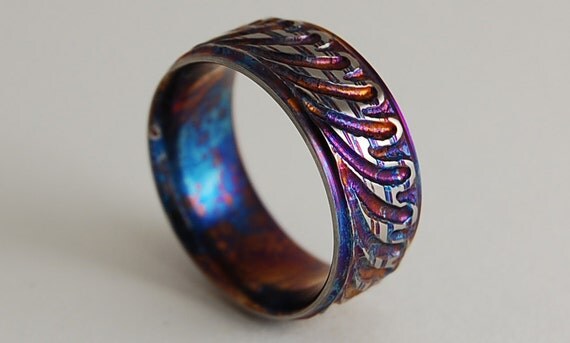 Titanium Ring Antiquity Band with Comfort Fit