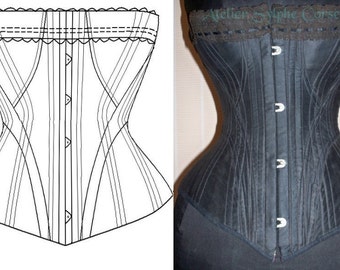 REF H Antique a la spirite 18 inches 1882 corset paper pattern and pictures