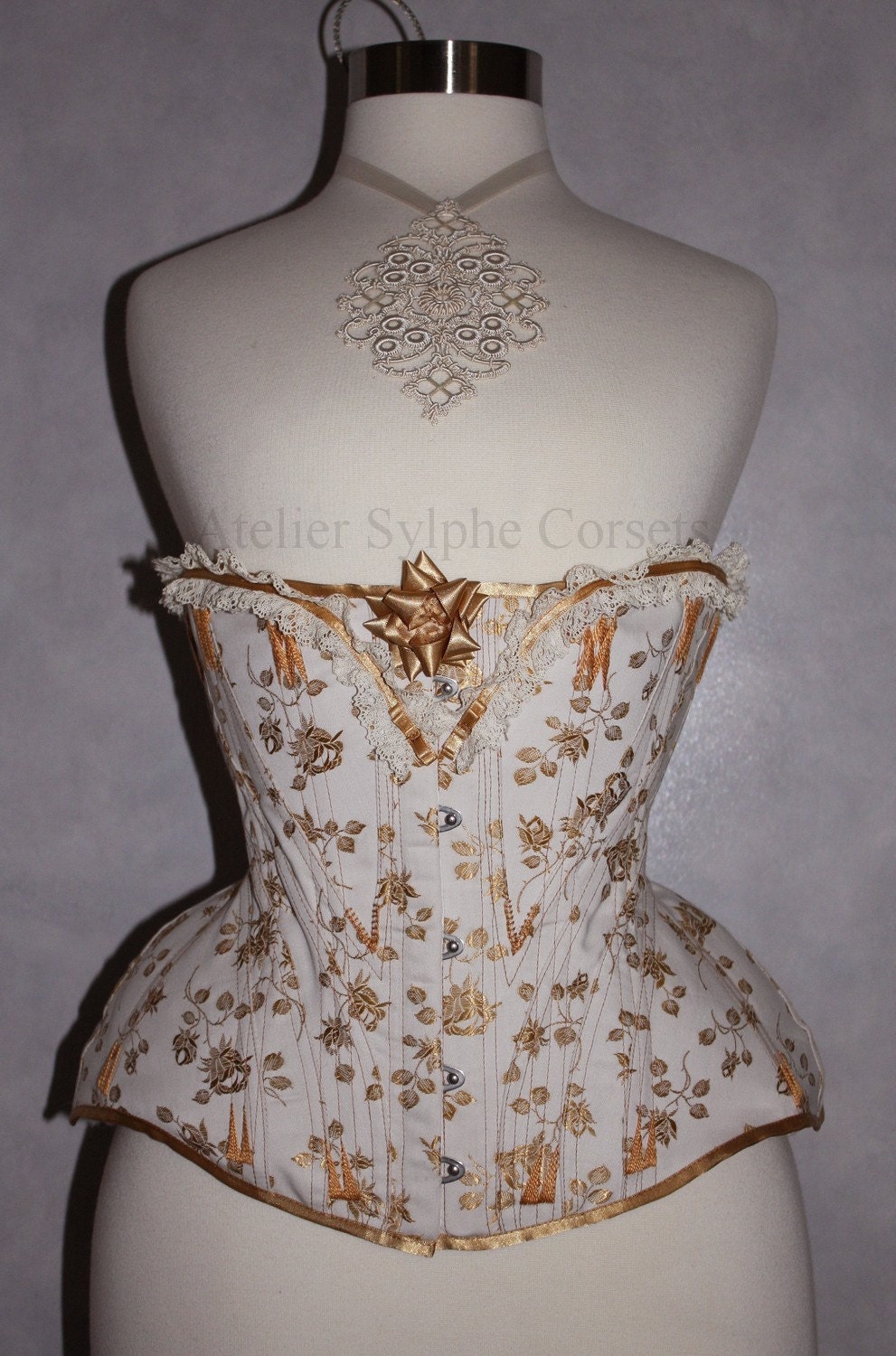 Underbust gold coutil corset with by AtelierSylphecorsets on Etsy