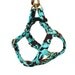 Small Step In Dog Harness - Turquoise and Brown Floral Damask