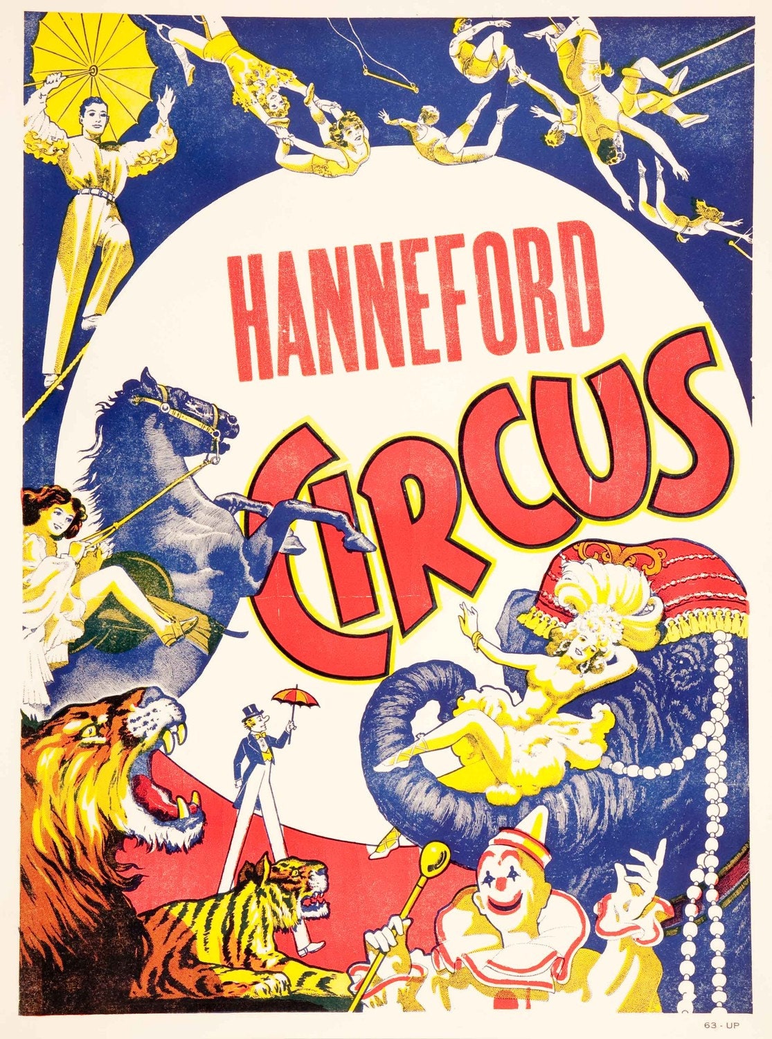 Original Vintage Circus Poster SALE Hanneford Beads on