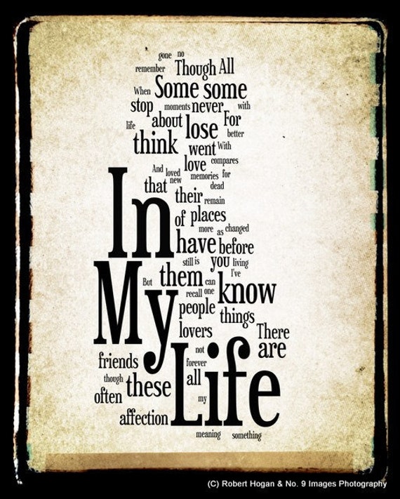 Items Similar To In My Life Lyrics The Beatles Word Art Word Cloud   Il 570xN.323009436 