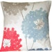 Dandelions red, blue, dusty blue, taupe, 16 inch pillow cover, cushion cover, decorative pillow, throw pillow, designer pillow, toss pillow
