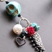 Blue Sugar Skull Pendant Keychain