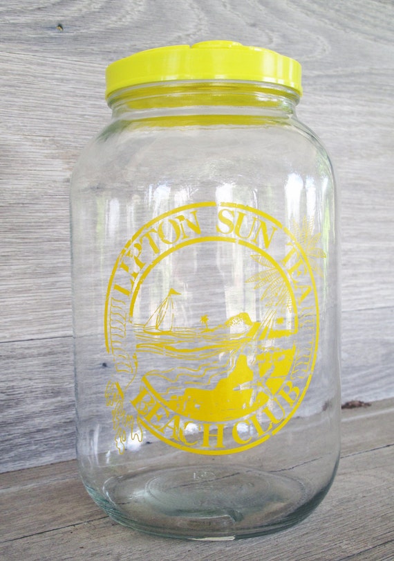 Vintage Lipton Sun Tea Beach Club Glass Jar Pitcher