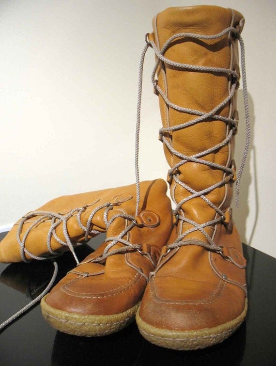 60s 70s MENS cAnOe SoLe MOCCASINS urban boots