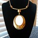 Vintage 60s MOD Gold and White Oval Medallion Necklace
