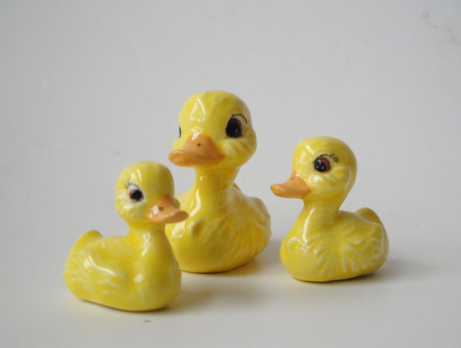 Tiny Yellow Ducks Ceramic Figurines Set Of 3 By Vintagepatriotgirl