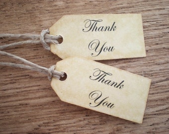 Thank Thank You Tags Favor Tags Labels Hang Tags Shabby Chic Set Of 12 Vintage Inspired Handmade Tiny Tags