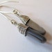 Stainless Steel Earrings, Gray Earrings, Shell Earrings, Wire Wrapped Earrings