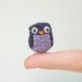 Miniature Needle Felted Pocket Owl in Purple