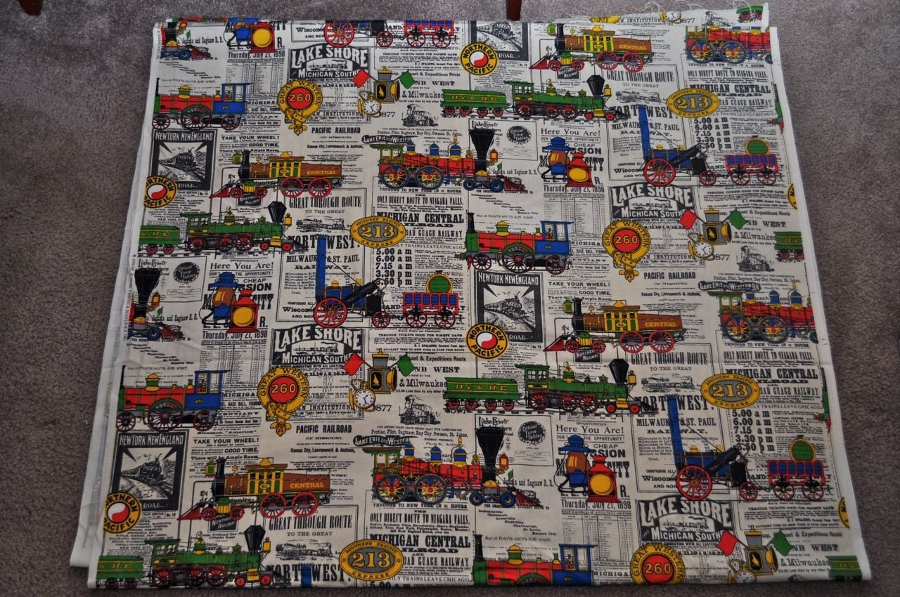 Lots of Vintage Train and Railroad Fabric by House 'N by dpiroch
