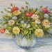 Rose Passion 23 x 30 Original Oil Painting Palette Knife Vase Bouquet Textured Colorful Pale Yellow Orange Roses by Marchella