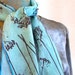 hand painted silk scarf light aqua blue with Queen Anne's lace