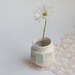Minty Green and White Tea Bowl with Facets, Hand Carved