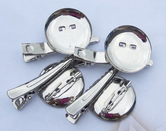 Metal brooch, 20 Silver plated Brooch Back With Clip and Safety Pin 23mm