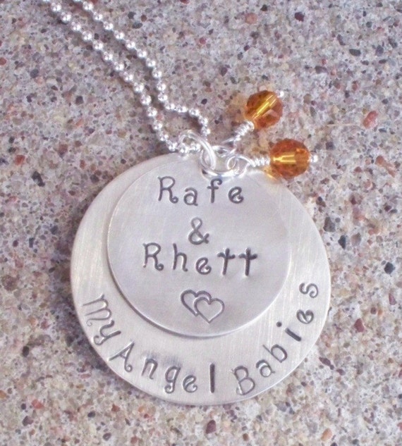 Items similar to Loss of Twins Remembrance Necklace MY ANGEL BABIES