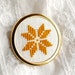 Hand embroidered brooch ethnic golden flower on white - fall fashion - b003