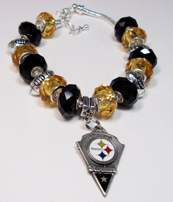Pandora Style Bracelet Pittsburgh Steelers Black Yellow