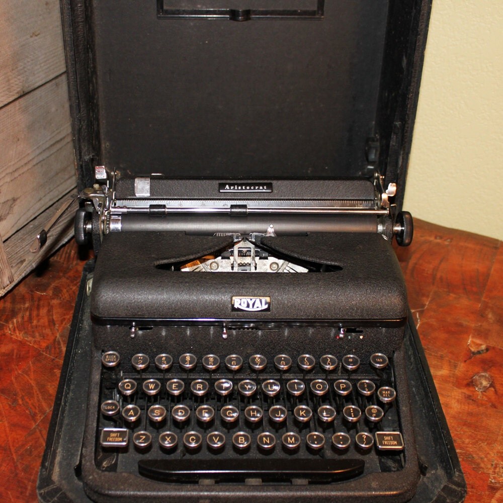 1941 Aristocrat Portable Typewriter by Royal with glass keys