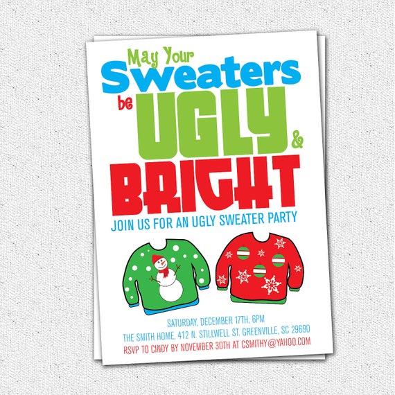 Ugly Sweater Christmas Party Invitations Templates Free 2
