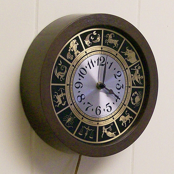 Vintage Zodiac Electric Wall clock by by VintageShelfAndWall